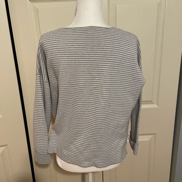 Eileen Fisher Organic Cotton and Silk Blend Striped Long Sleeve Sweater - Picture 5 of 8